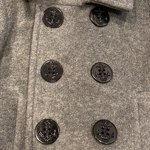Starting out boys 12 month gray pea coat with adorable, black anchor buttons - Picture 3 of 9